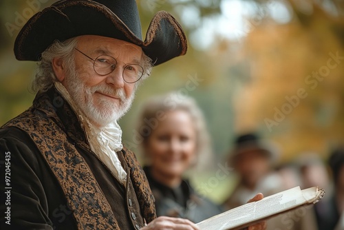 historical reenactment of the signing of the U.S. Constitution, with participants in traditional attire on Constitution Day in the USA photo