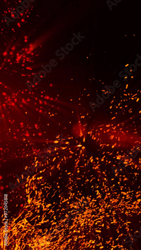 bright sparkling sparks and smoke from the fire
