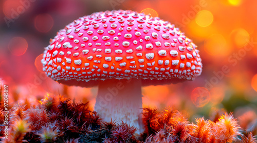 fly agaric mushroom in forest