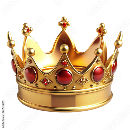 Gold crown red Isolated on transparent background.