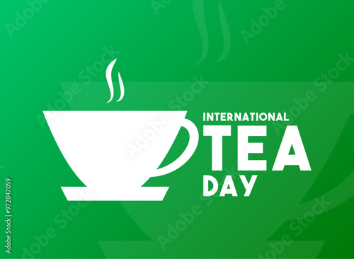 Vector Illustration of International Tea Day design vector. Gradient green background.