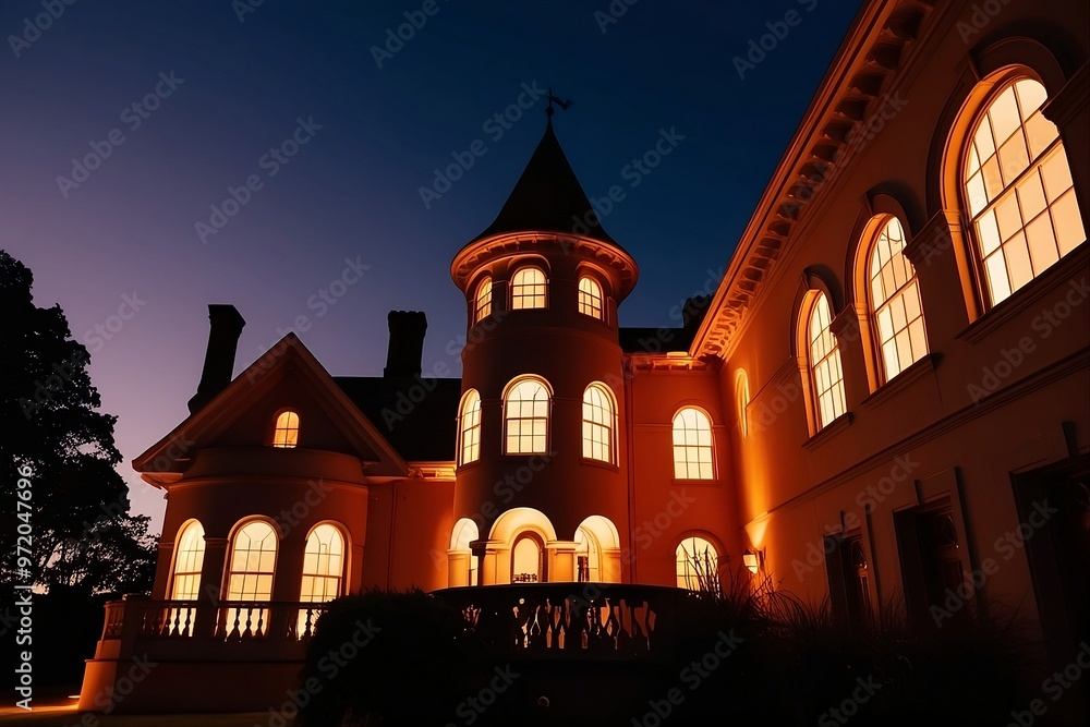 Warmth in the Shadows Capturing a Mansion's Dusk Glow Warmth in the Shadows Capturing a Mansion's Dusk Glow