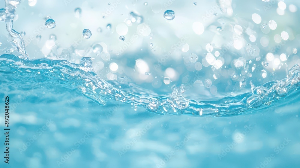 Underwater wave and bubbles in blue ocean, creating a mesmerizing water surface texture background. Underwater wave and bubbles in blue ocean, creating a mesmerizing water surface texture background.