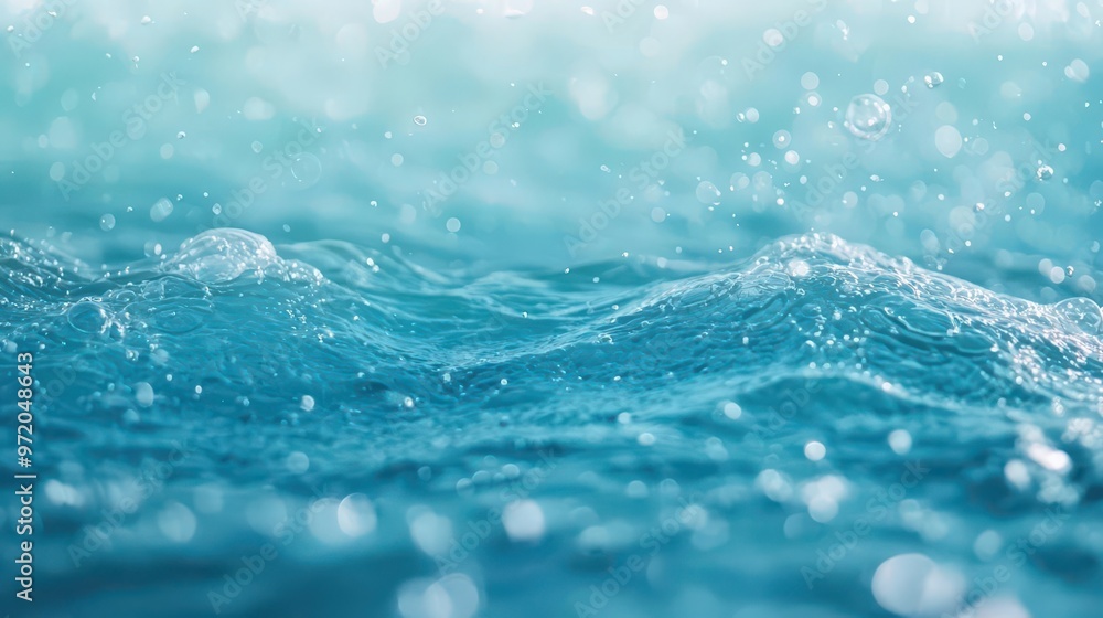 Underwater wave and bubbles in blue ocean, water surface texture background create a mesmerizing sight. Underwater wave and bubbles in blue ocean, water surface texture background create a mesmerizing sight.