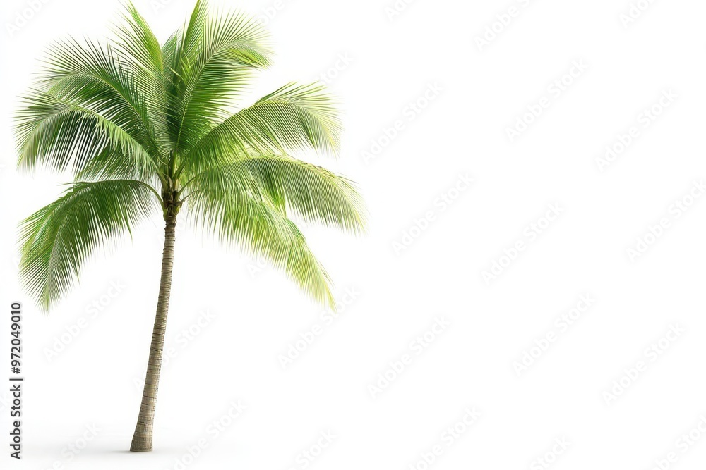 A beautiful palm tree stands alone against a white background, embodying the essence of tropical nature. A beautiful palm tree stands alone against a white background, embodying the essence of tropical nature.