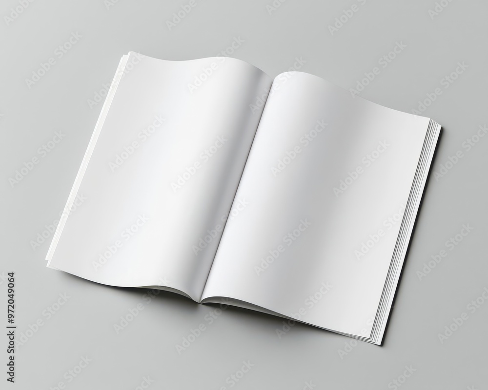 Open blank brochure on gray background, top view for mockup design Open blank brochure on gray background, top view for mockup design