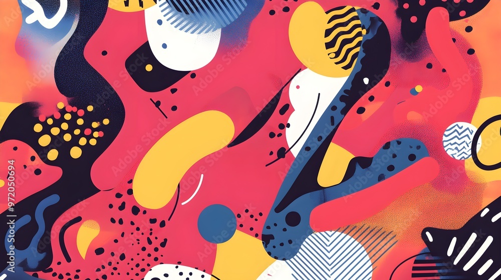 Colorful trendy geometric flat elements of pattern memphis. Pop art style texture. Modern abstract design poster and cover template Colorful trendy geometric flat elements of pattern memphis. Pop art style texture. Modern abstract design poster and cover template