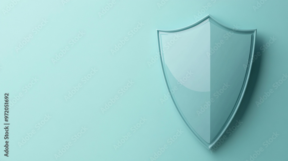 Cybersecurity concept featuring a shield icon on a clean blue background, symbolizing protection, security, and digital safety Cybersecurity concept featuring a shield icon on a clean blue background, symbolizing protection, security, and digital safety