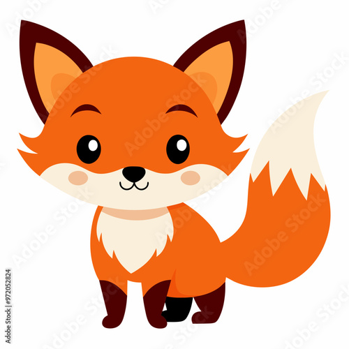 Cartoon cute little fox Vector illustration 