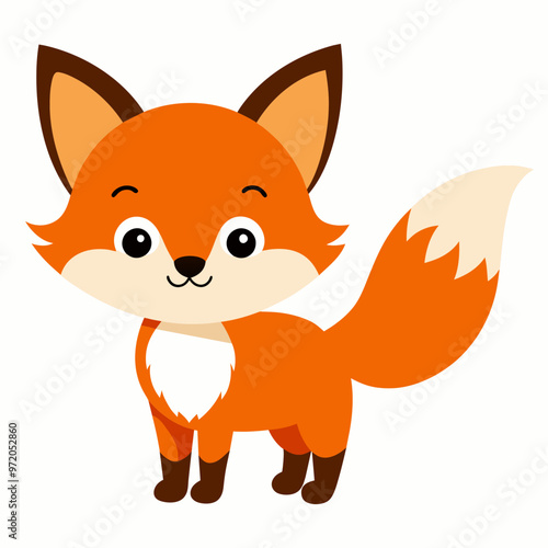 Cartoon cute little fox Vector illustration 