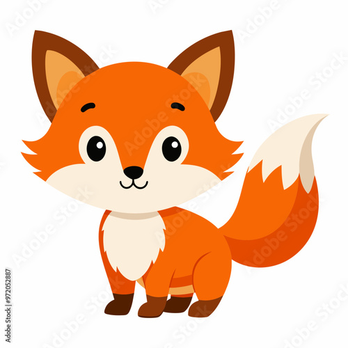 Cartoon cute little fox Vector illustration 