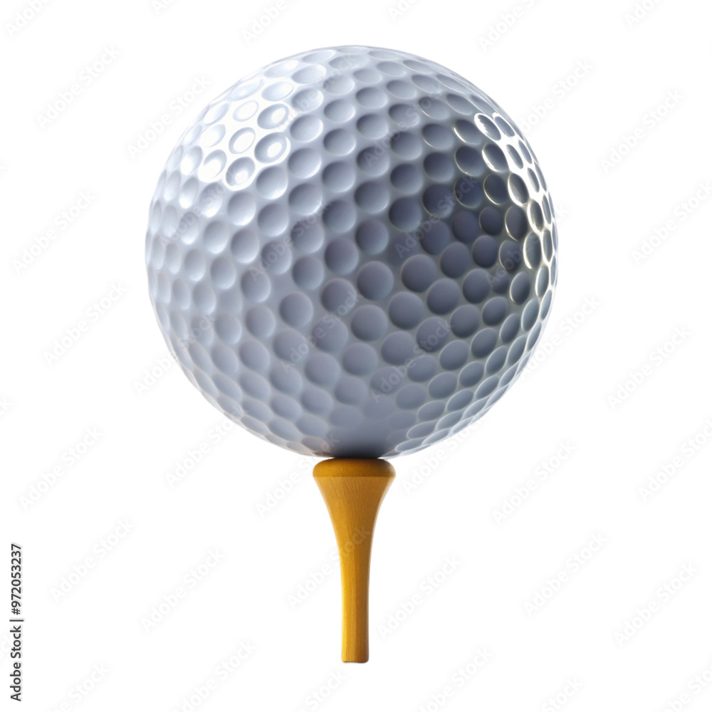 Golf ball on tee ready to play Isolated on transparent background. Golf ball on tee ready to play Isolated on transparent background.