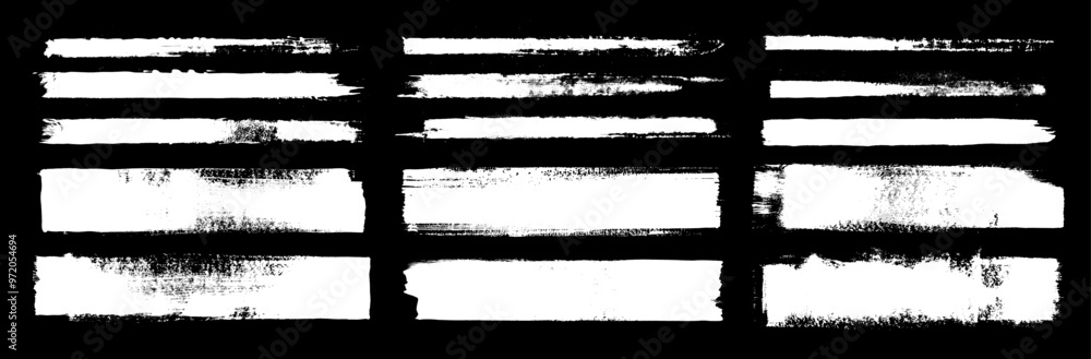Straight line vector brush strokes. White drawn stripes, smears, grainy overlay textures. Chinese calligraphy brushstrokes set. Rough grunge gritty paint lines. Vector sketch rectangle text boxes Straight line vector brush strokes. White drawn stripes, smears, grainy overlay textures. Chinese calligraphy brushstrokes set. Rough grunge gritty paint lines. Vector sketch rectangle text boxes