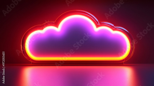 glowing white cloud icon symbolizes online data and digital storage, representing modern technology and cloud computing with a clean, futuristic aesthetic