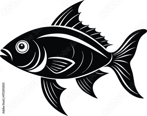 black fish vector illustration silhouette, Print