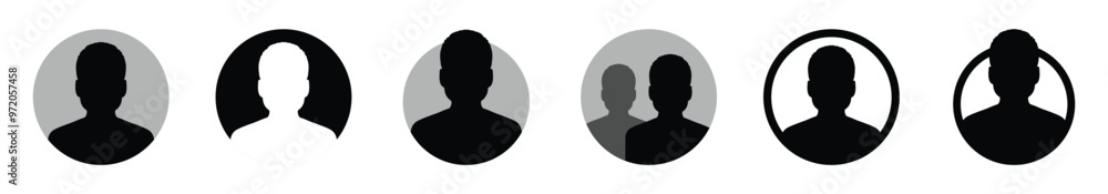 Vector avatar user icon with different shades flat designs set. Man and woman vector profile signs. Avatar user icon in different design styles Vector avatar user icon with different shades flat designs set. Man and woman vector profile signs. Avatar user icon in different design styles