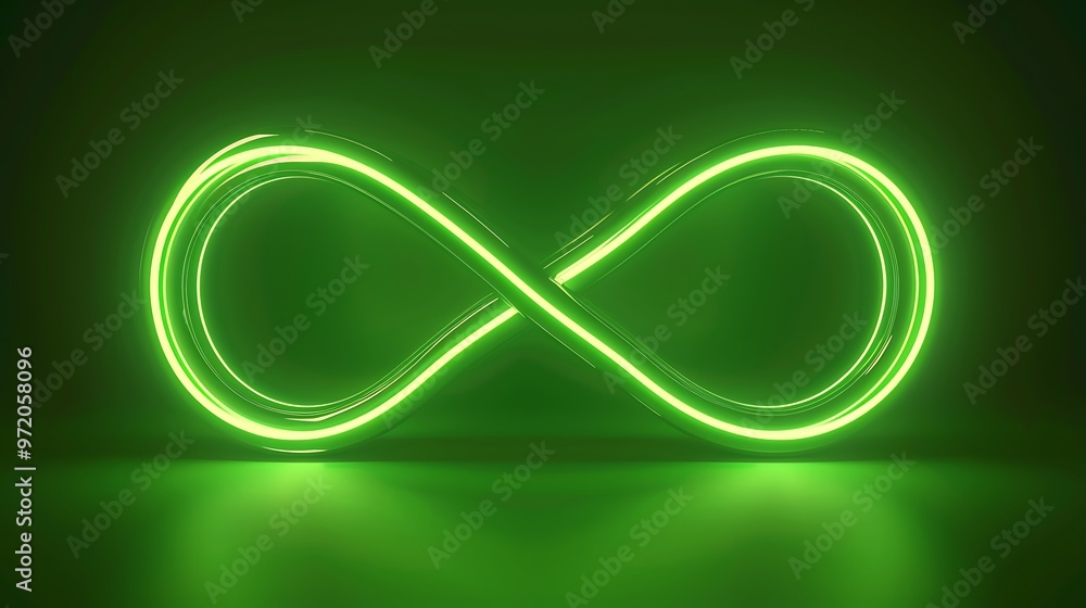 Neon sign loop sign light background line abstract endless glow idea icon in digital green form Neon sign loop sign light background line abstract endless glow idea icon in digital green form
