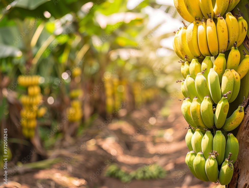 Naklejka premium Sustainable Innovations in Large-Scale Banana Farming for Environmental Conservation
