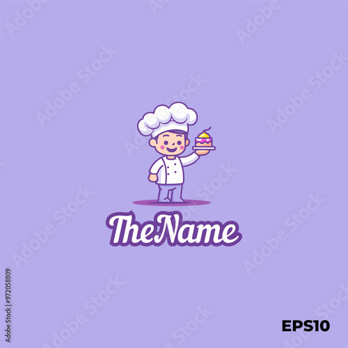 Cute pastry chef logo, vector, mascot, character, cartoon, illustration, eps10