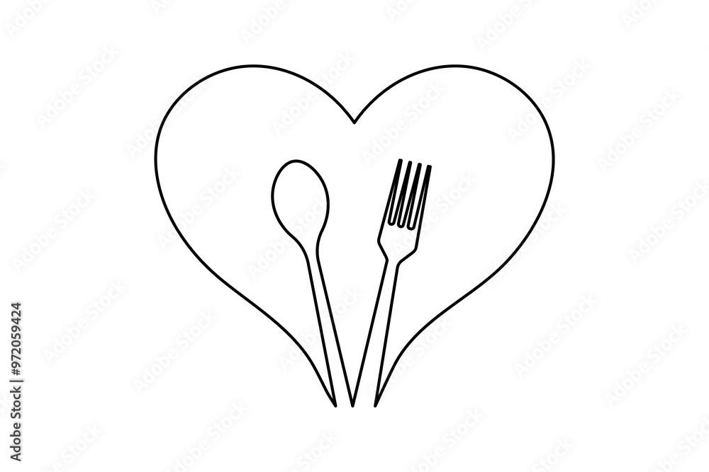 Knife and fork continuous one line drawing and isolated world food day outline vector icon Knife and fork continuous one line drawing and isolated world food day outline vector icon
