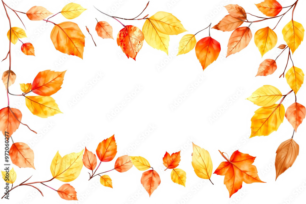 Watercolor Autumn Leaves Frame.generative AI Watercolor Autumn Leaves Frame.generative AI