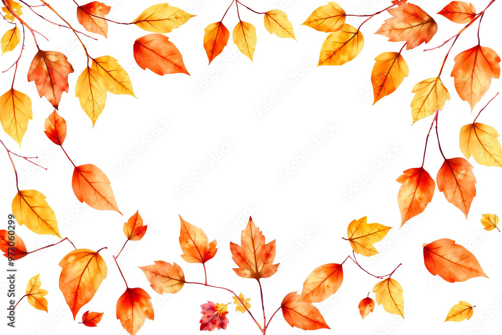 Watercolor Autumn Leaves Frame.generative AI Watercolor Autumn Leaves Frame.generative AI