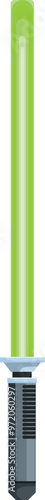Green lightsaber glowing on a white background