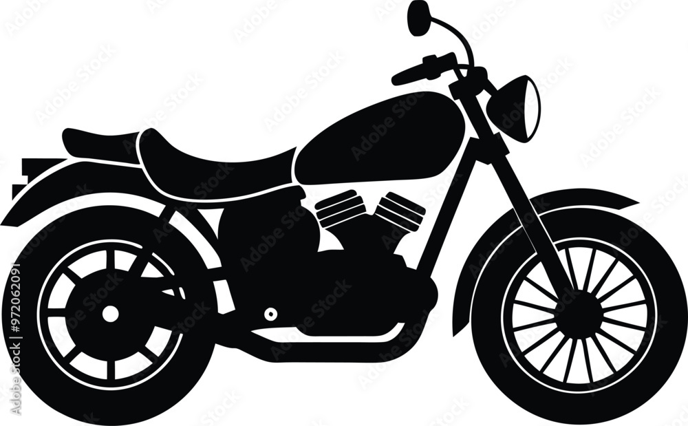 Obraz premium black motorcycle vector illustration silhouette, Print