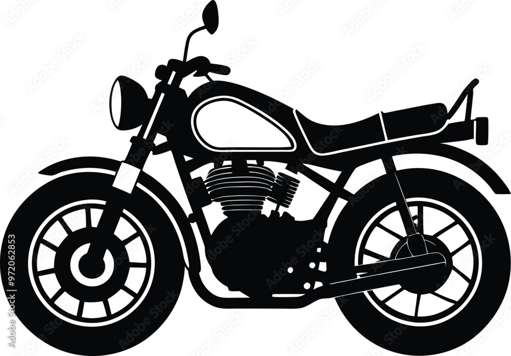 Fototapeta premium black motorcycle vector illustration silhouette, Print