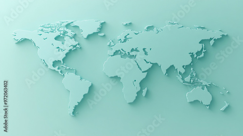 3D world map rendered on a soft blue gradient background. The sleek design highlights global connectivity and simplicity, perfect for modern and clean visuals