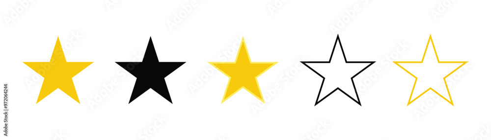 Star icons collection. Black and golden set of stars. Star logo icons isolated on white background. Favourite star icon rating vector illustration. Set of star and rating symbol Star icons collection. Black and golden set of stars. Star logo icons isolated on white background. Favourite star icon rating vector illustration. Set of star and rating symbol