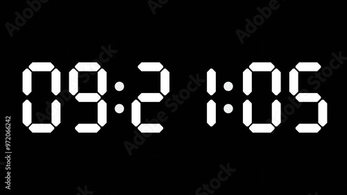 09:21 - 60 Second Full-Screen Countdown Timer with 7-Segment Display | 9:21 AM (Nine O'Clock Twenty-One Minutes) | Nine O'Clock, Twenty-One Minutes photo