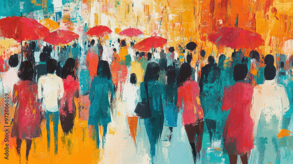 Crowd with Umbrellas. Crowd with Umbrellas.