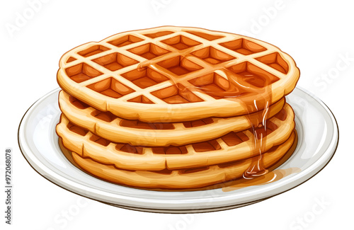 delicious waffles with syrup on a plate