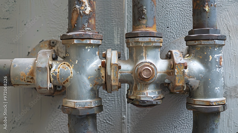 Fototapeta premium Obsolete metal the water supply attachment