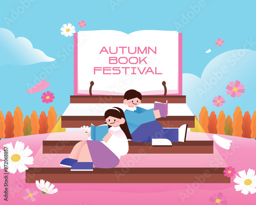 가을 독서, 텍스트힙 일러스트 10
