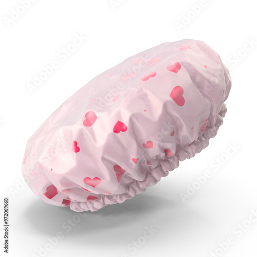 Satin Lined Shower Cap Pink 3D Image