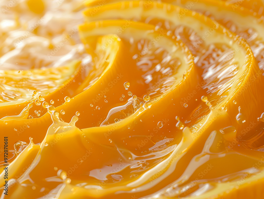 Close up bright orange juice texture for health and nature waves Close up bright orange juice texture for health and nature waves