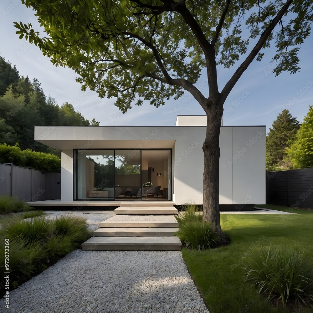 AI-Generated modern minimalistic house with a nature. AI-Generated modern minimalistic house with a nature.