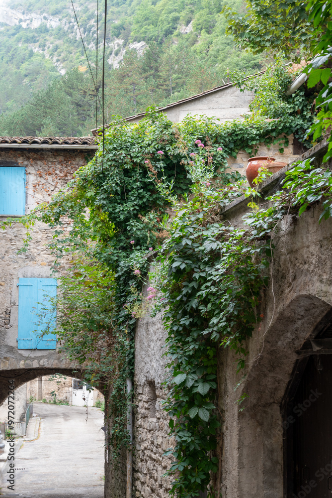 Fototapeta premium old alleyways on historic villages of Drome region in France