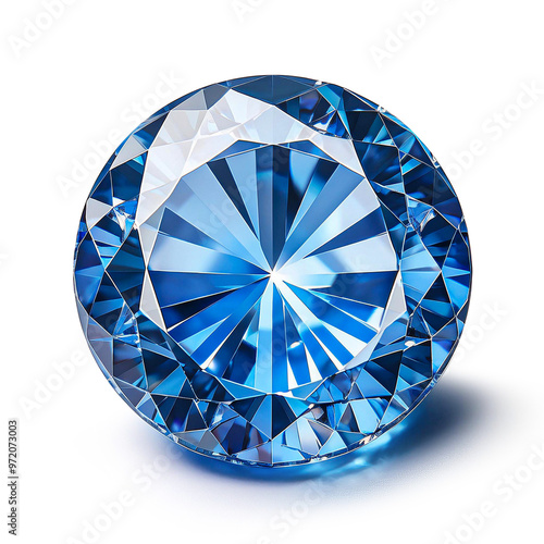 A large shiny blue diamond