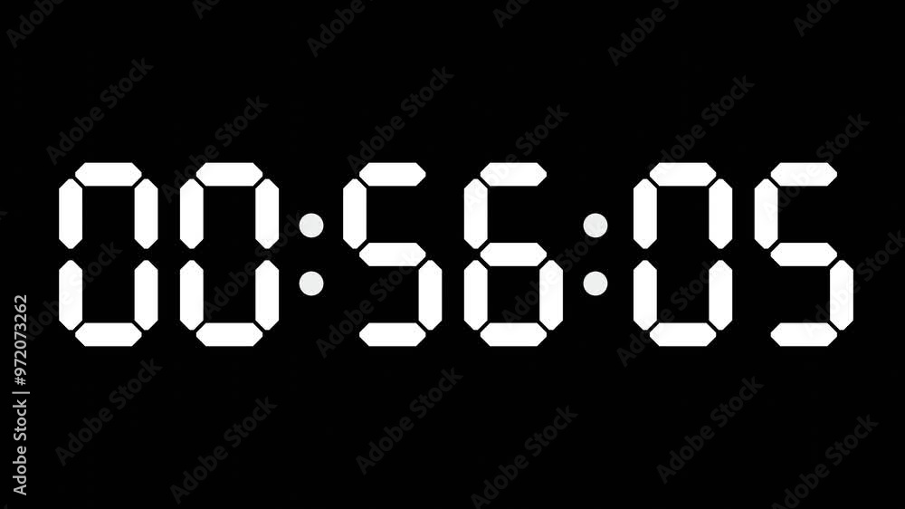 00:56 - 60 Second Full-Screen Countdown Timer with 7-Segment Display | 12:56 AM (Twelve O'Clock Fifty-Six Minutes) | Zero O'clock, Fifty-Six Minutes 00:56 - 60 Second Full-Screen Countdown Timer with 7-Segment Display | 12:56 AM (Twelve O'Clock Fifty-Six Minutes) | Zero O'clock, Fifty-Six Minutes