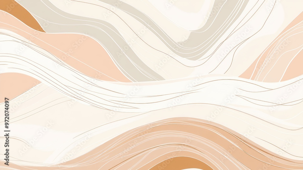 Simple line drawings of abstract patterns with soft curves and curved lines, in soft neutral colors such as clay and makeup, beige, and cream Simple line drawings of abstract patterns with soft curves and curved lines, in soft neutral colors such as clay and makeup, beige, and cream