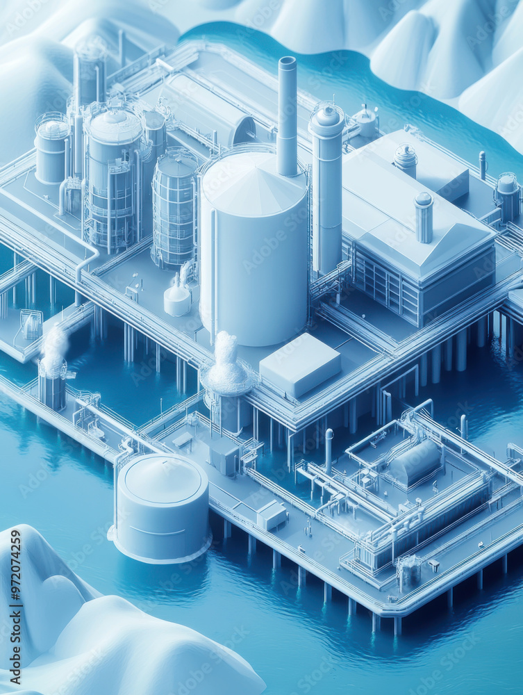 Metallurgical plant. Isometric industrial buildings, equipment Metallurgical plant. Isometric industrial buildings, equipment