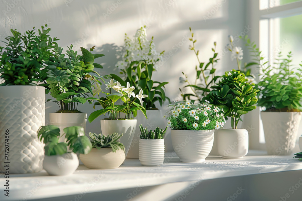 Stylish and botany composition of home interior garden filled a lot of plants in different design Stylish and botany composition of home interior garden filled a lot of plants in different design