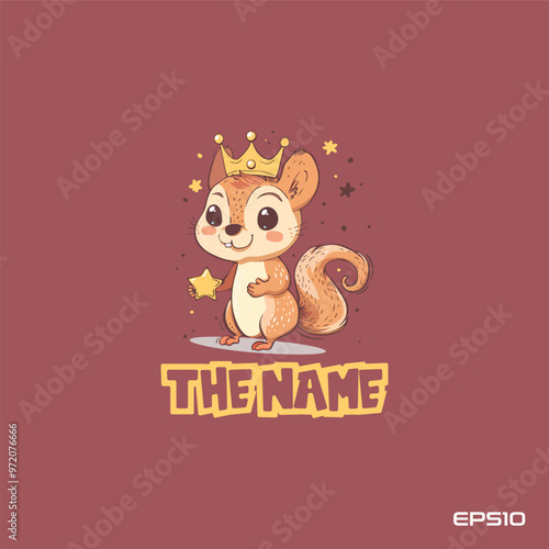 Wallpaper Mural Squirrel wearing crown logo, vector, mascot, character, cartoon, illustration, eps10 Torontodigital.ca