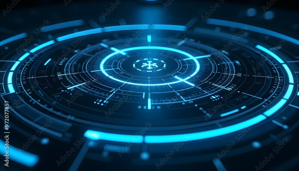 A futuristic radar or sonar display with concentric circles and lines radiating outward, creating a high-tech, sci-fi aesthetic A futuristic radar or sonar display with concentric circles and lines radiating outward, creating a high-tech, sci-fi aesthetic