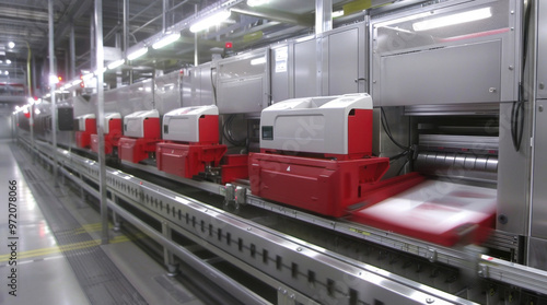 Mail Sorting Machines: Big, automatic devices in post offices that utilize barcode scanning to sort and route mail accurately to its intended destination.
 photo