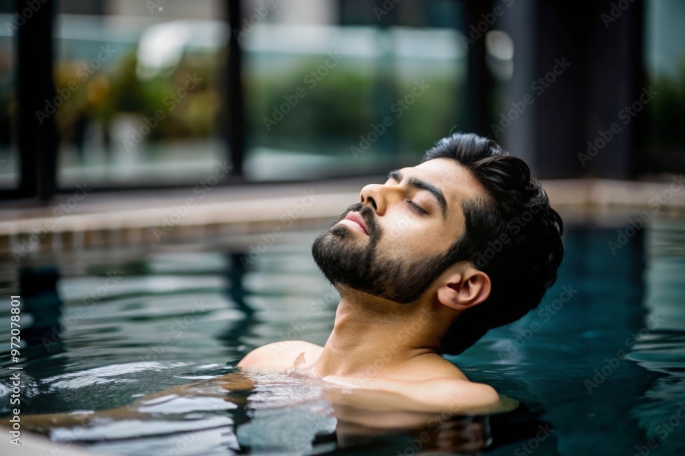 Indian Man Relaxing in Infinity Pool
Indian Man Relaxing in Infinity Pool