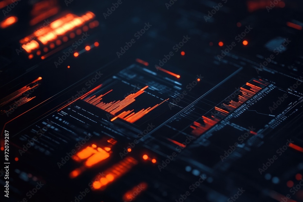 Obraz premium Illuminated electronic data interchanged graphics.